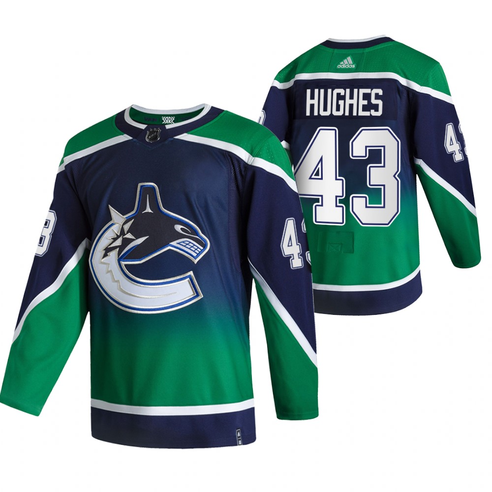 2021 Adidias Vancouver Canucks 43 Quinn Hughes Green Men Reverse Retro Alternate NHL Jersey